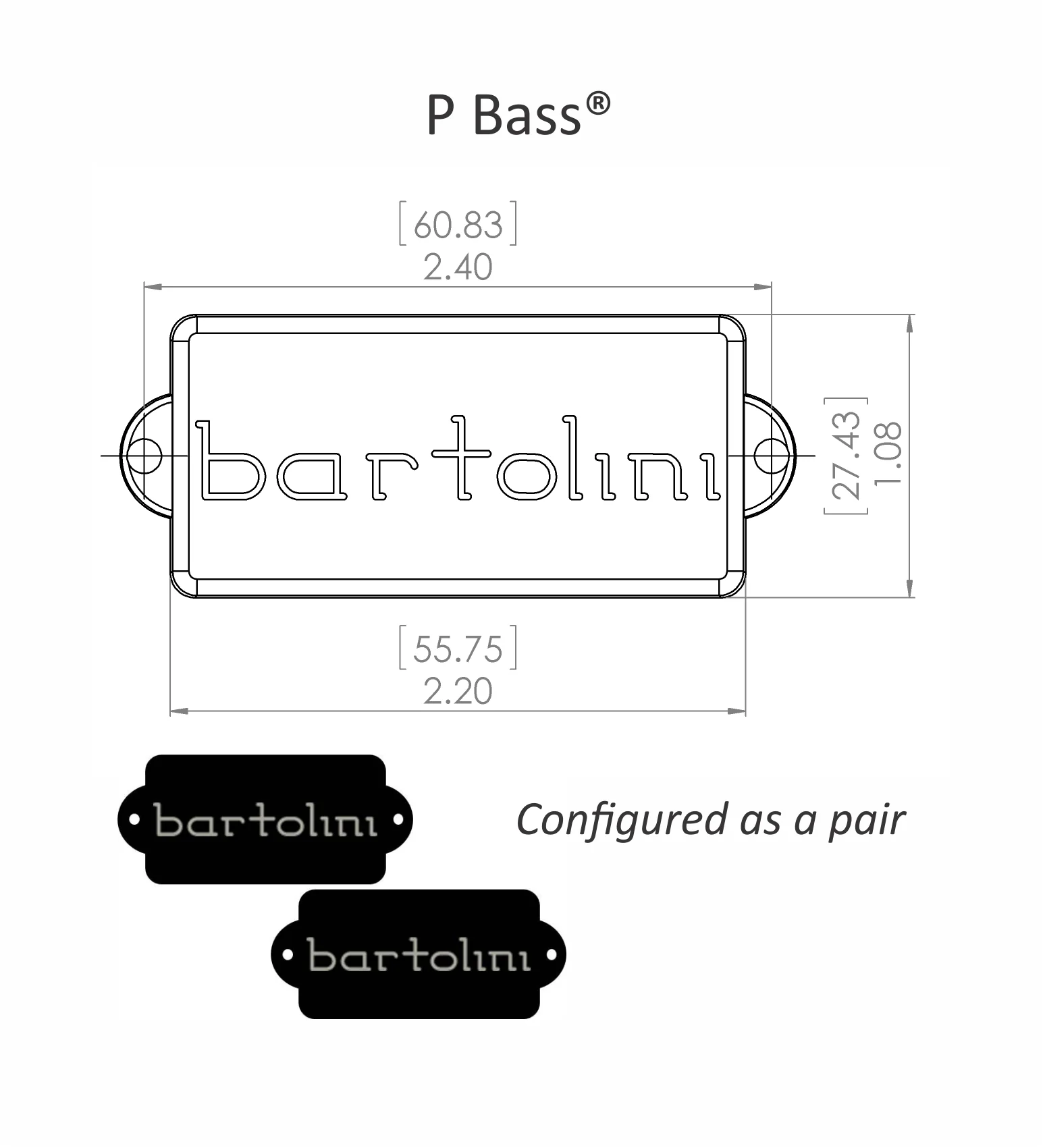 Pickup - Bartolini  - split pickup for P Bass - #8S - Image 3