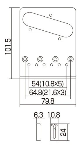 Guitar bridge for Telecaster - 6 saddle brass bridge for Tele w rectangular saddles - Image 4